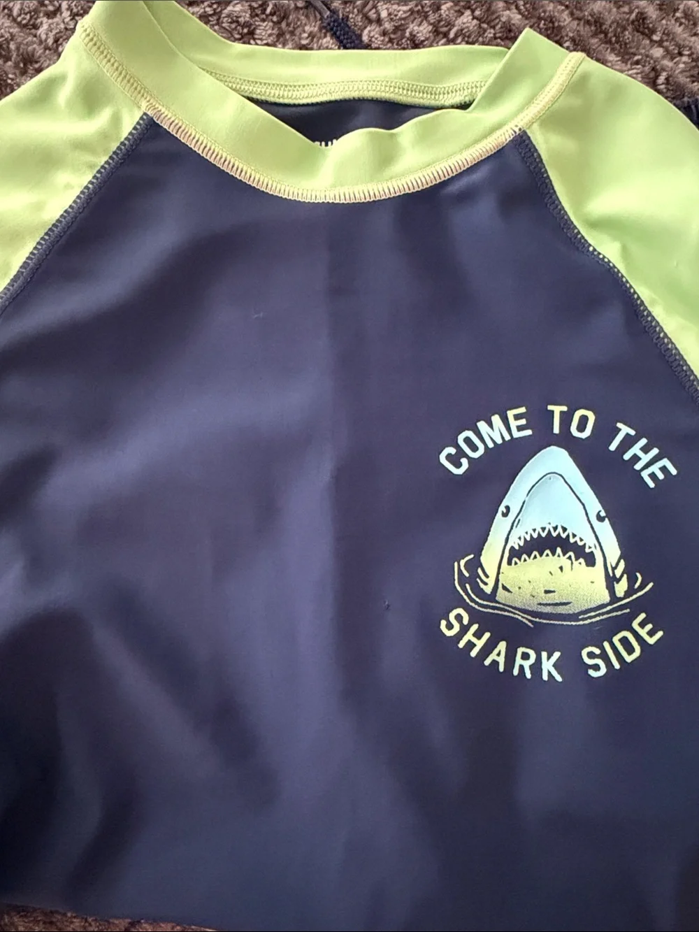 OshKosh B'gosh Navy and Lime Shark Rashguard Swim Set